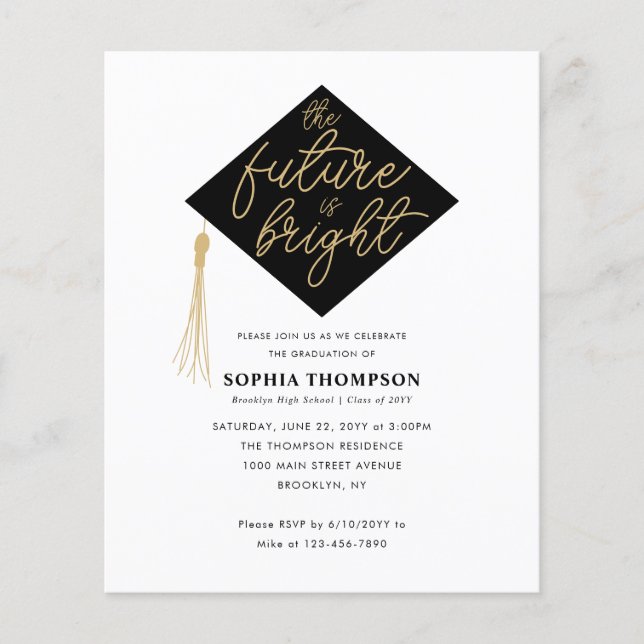 Budget Future is Bright Grad Cap Graduation Party (Front)