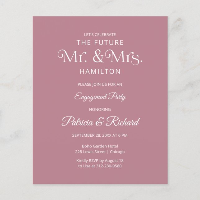 Budget Future Mr & Mrs Engagement Party Invitation (Front)