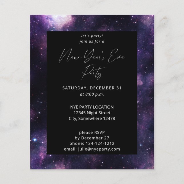 Budget Galaxy New Year's Eve Party Flyer (Front)