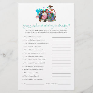 Budget Game Guess Who Mum Dad Cow Baby Shower