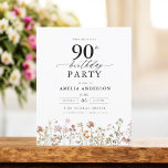 Budget Garden Floral 90th Birthday Invitation<br><div class="desc">Celebrate in style with a garden floral calligraphy 90th birthday invitation, perfect for a milestone event. Featuring vibrant floral designs and elegant calligraphy, this invitation sets a whimsical yet sophisticated tone for your celebration. The lush garden theme blends natural beauty with graceful typography, creating a timeless and inviting look. Ideal...</div>