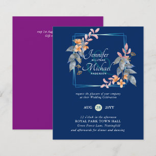 BUDGET Garden Leaves Fall Wedding Invites Teal