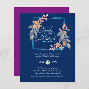 BUDGET Garden Leaves Fall Wedding Invites Teal
