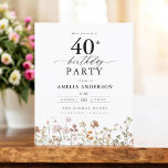 Budget Garden Wildflower 40th Birthday Invitation<br><div class="desc">Celebrate in style with a garden floral calligraphy 40th birthday invitation, perfect for a milestone event. Featuring vibrant floral designs and elegant calligraphy, this invitation sets a whimsical yet sophisticated tone for your celebration. The lush garden theme blends natural beauty with graceful typography, creating a timeless and inviting look. Ideal...</div>