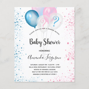 Budget gender reveal baby shower boy girl glitter