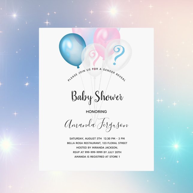 Budget gender reveal baby shower invitation (Creator Uploaded)