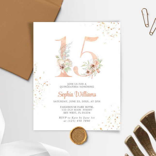 Budget Gentle Lilies Floral Quinceanera Invitation (Creator Uploaded)