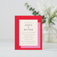 Budget Geometric Bold Pink Red Wedding Invitation