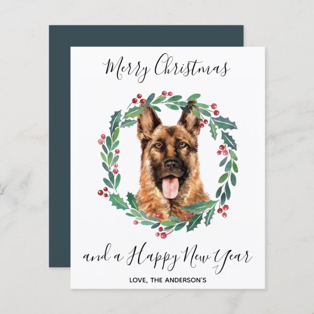 Budget German Shepherd Dog Merry Christmas Card (Front/Back)