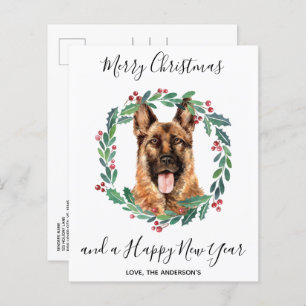 Budget German Shepherd Dog Merry Christmas Postard