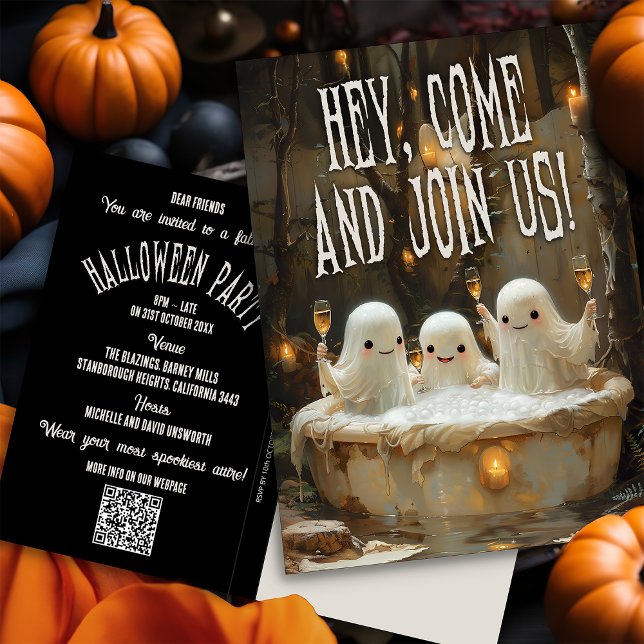 Budget Ghosts Jacuzzi Adult Halloween Invitation Postcard (Creator Uploaded)
