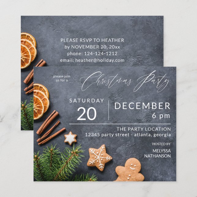 Budget Gingerbread Cookie & Orange Christmas Party (Front/Back)