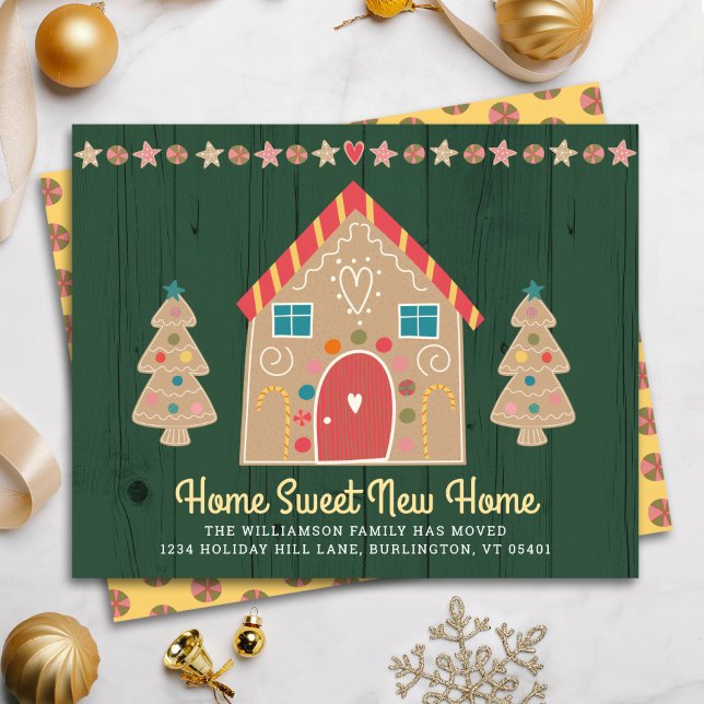 Budget Gingerbread We’ve Moved Green Rustic Card (Creator Uploaded)