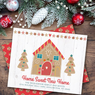Budget Gingerbread We’ve Moved Rustic Wood Card