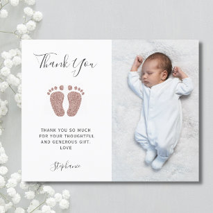 Budget Girl's Baby Shower Photo Thank You Card