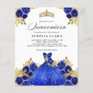 BUDGET Glam Blue Dress Floral 15th Quinceañera