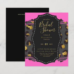 Budget Glam Gold Pink Bridal Shower Invite Animal
