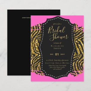 Budget Glam Gold Pink Bridal Shower Invite Animal
