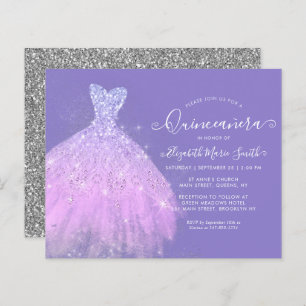 Budget Glam Purple Silver Glitter Gown Quinceanera