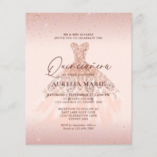 Budget Glam Rose Gold Princess Dress Quinceanera