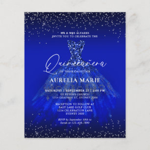 BUDGET Glam Silver Blue Princess Dress Quinceanera