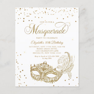 BUDGET Glam White Gold Glitter Masquerade Birthday