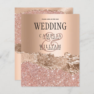 BUDGET Glamourous Rose Gold Wedding Invite