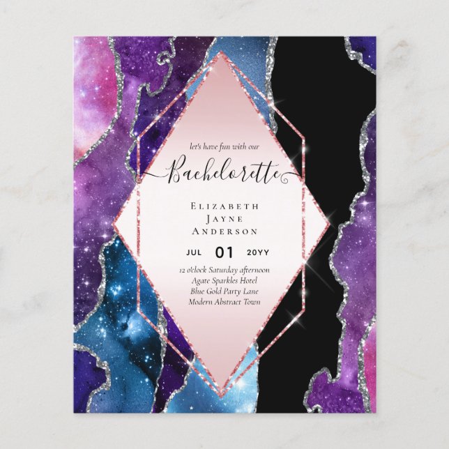 BUDGET Glitter AGATE BACHELORETTE Party Invite Flyer (Front)