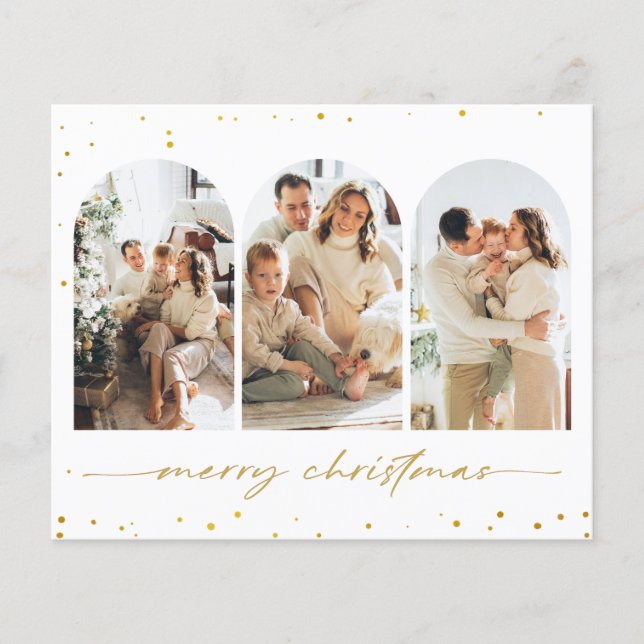 Budget Glitter Arch Christmas Photo Greeting Card (Front)