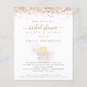 Budget Glitter Champagne Bridal Shower Invitation