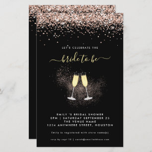 Budget Glitter Champagne Bridal Shower Invitation