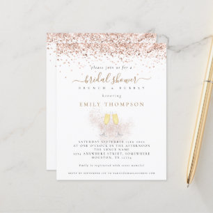 Budget Glitter Champagne Bridal Shower Invitation
