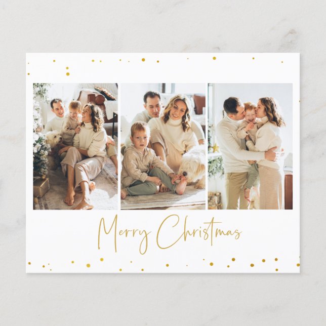 Budget Glitter Christmas Photo Greeting Card (Front)