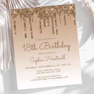 Budget Glitter Drip Gold 18th Birthday Party