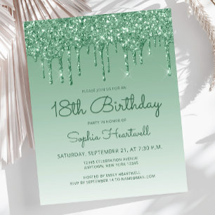 Budget Glitter Drip Green 18th Birthday Party