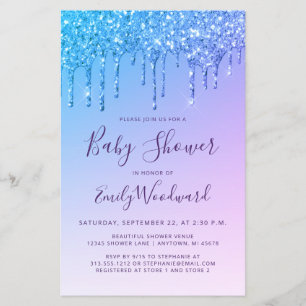 Budget Glitter Drip Rainbow Baby Shower Invite