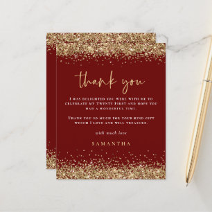 Budget Glitter Gold Blood Red 21st Thank You