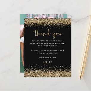 Budget Glitter Photo Bridal Shower Black Thank You