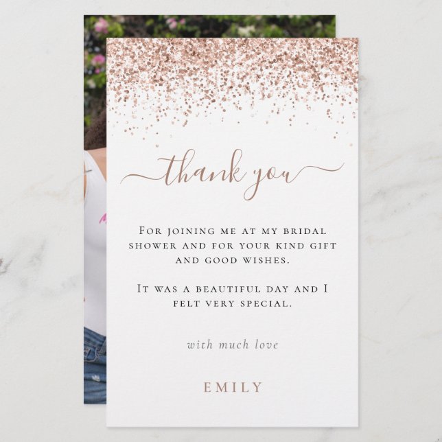 Budget Glitter Photo Bridal Shower Large Thank You (Front/Back)