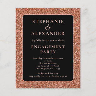 Budget Glitter Rose Gold Black Engagement Party