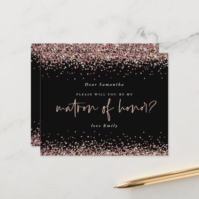 Budget Glitter Rose Gold Matron Of Honour Request  (Front/Back In Situ)