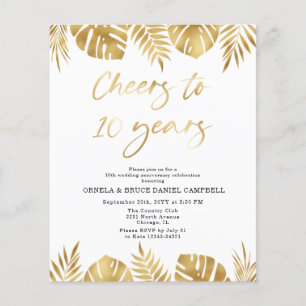 Budget Gold 10th Wedding Anniversary Invitation