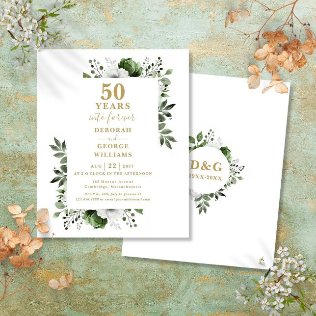 Budget Gold 50th Wedding Anniversary Invitation (Budget Gold 50th Wedding Anniversary Invitation)