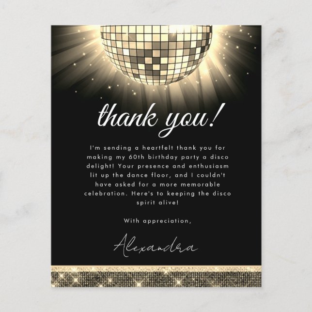 Budget Gold 60th Birthday Party Disco Ball Card (Front)