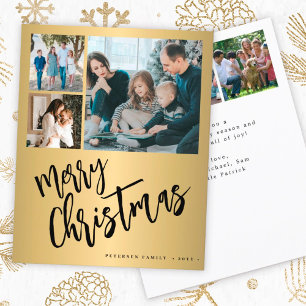 Budget gold 6 photo Merry Christmas Holiday Card