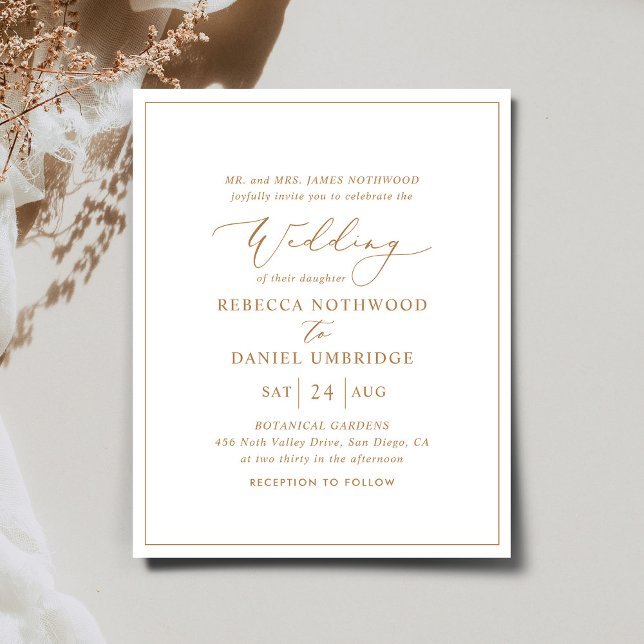 Budget Gold and White Elegant Wedding Invitation (Creator Uploaded)