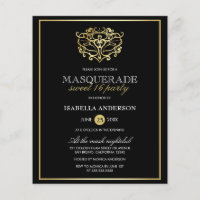 Budget Gold & Black Masquerade Sweet 16 Party