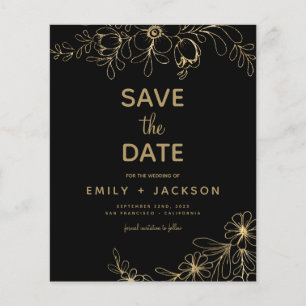 Budget Gold Black Modern Save the Date Floral Ann