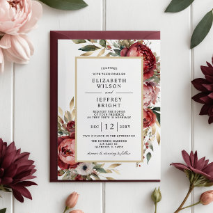 Budget Gold Burgundy Blush Floral Wedding