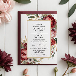 Budget Gold Burgundy Blush Floral Wedding